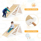 triángulo, tobogán y muro de escalada Eco Montessori Pikler de lujo 4 en 1 | Natural y Blanco