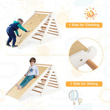 4-in-1 Deluxe Eco Montessori Pikler Triangle, Slide & Climbing Wall | Natural and White