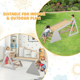 4-in-1 Deluxe Eco Wood Climbing Frame | Montessori Pikler Triangle, Slide & Climbing Wall | Natural and Grey