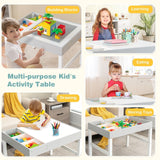 3-in-1 Wood Mega Blocks table cum Childrens Activity Table with Reversible Desk top and storage