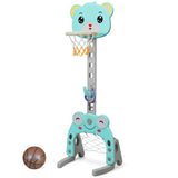 Green and pink children’s basketball hoop with five height settings