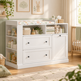 120 cm white nursery changing unit with open storage compartments