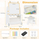 4-in-1 Montessori Portable & Height Adjustable Multi Purpose Activity Station | Easel | Whiteboard | Bookcase | White or Grey