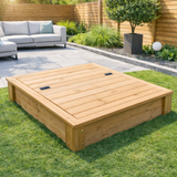 1.4m Kids Outdoor Wooden Sand Box with Liner