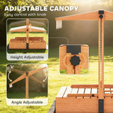 Wooden sensory play sandpit with integrated seating