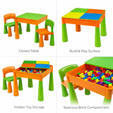 kids lego activity table with storage green orange