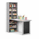 Montessori Space-Saving Wall Mounted Desk | Floating Desk | Blackboard | Storage | Grey
