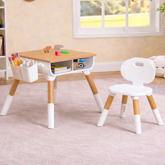 AIYAPLAY Kinderschreibtisch Set mit Tischplatte & Schublade Kinder Schreibtisch und Stuhl mit Bärenform Schülerschreibtisch Kindertisch Jugendschreibtisch für Jungs & Mädchen Rosa