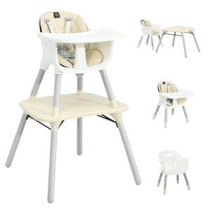 Convertible Baby High Chair with 2-Position Removable Tray Gray