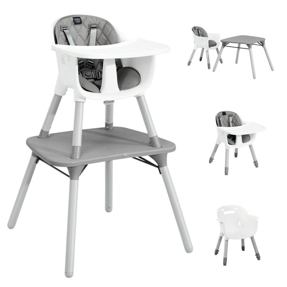 Convertible Baby High Chair with 2-Position Removable Tray Gray