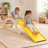 4-in-1 Wooden Pikler Climbing Arch | Reversible Slide, Climbing Ramp & Rocker with Mattress | 12m+