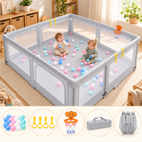 Extra large light grey foldable baby playpen measuring 180 x 150 cm
