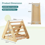 4-in-1 Children's Eco Birch Wood Climbing Frame | Montessori Pikler Triangle with Slide & Climber | Natural Wood