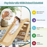 parque infantil infantil de madera de abedul ecológico 4 en 1 | Triángulo, tobogán y escalador Montessori Pikler | Madera natural