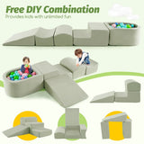 Montessori 5-Piece Soft Play Climbing Set with Ball Pit | Sage Green