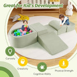 Modular pink climb and crawl playset with suede fabric covers