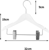 12 cintres en bois blanc pour enfants pour vêtements de bébé et d'enfant en bas âge, crochet pivotant à 360 degrés, cintres en bois avec clips pour vêtements d'enfants 