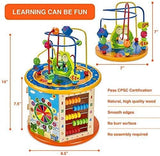 Cubo de juego de actividades de madera de lujo 8 en 1 grande | Tablero sensorial ocupado Montessori | 3 años en adelante