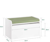 Montessori Toy Box | Toy Chest and Seat Cushion | Mobile Storage Unit | White