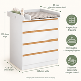 White baby changing chest with divided top for supplies