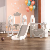 4 In 1 Kids Swing and Slide Set with Bus Climber & Basketball Hoop | 18m+
