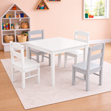 Pine wood toddler table and four chairs for drawing dining reading and play