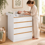 White baby changing unit with four drawers and removable changing top