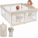 Foldable Baby Playpen with Mesh Sides & Storage Bag – 125 × 125 cm