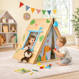 2-in-1 Children's Montessori Fir Wood Climbing Frame | Climbing Wall and Playhouse | 3-8 Years