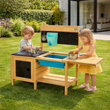 Deluxe FSC Wooden Montessori Mud Kitchen with Accessories | Outdoor Toy Kitchen | 36m+