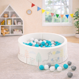 Montessori Ball Pit | Ball Pool |  Thick Inner Floor Mat | 200 FREE balls | 90 x 90 x 30cm | Safari Animals