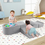 Large Super Soft Suede Montessori Soft Play Equipment | Ball Pool | Grey