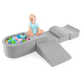Large Soft Suede Montessori Soft Play Equipment | Ball Pool | Grey