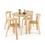 Natural| 5 Pieces Kids Bentwood Curved Back Table and Chair Set