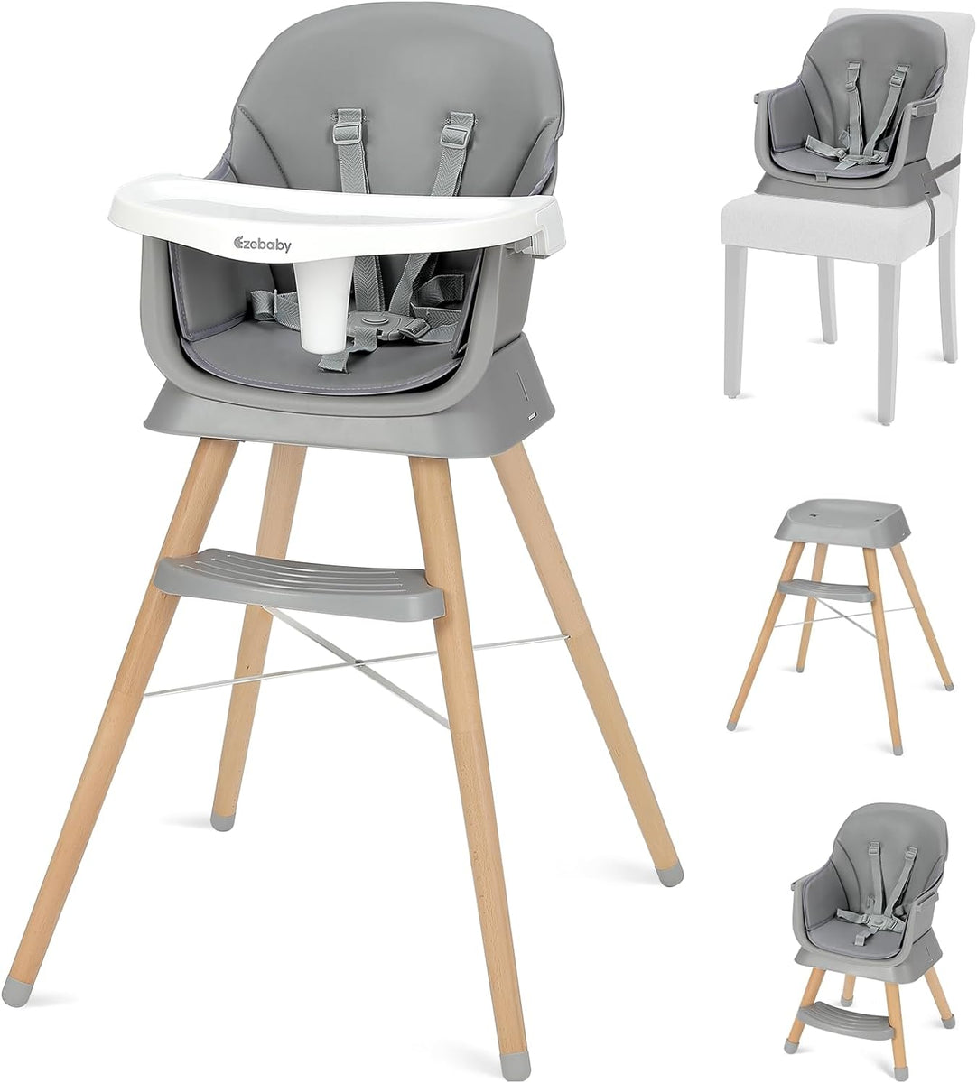 Deluxe 6-in-1 High Chair | Booster | Stool | Lo Chair | Grey or Cream ...