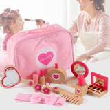 Juego de juguetes de maquillaje de madera ecológica Montessori | Juguete de maquillaje de princesa | Salón de tocador | 3 años+