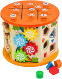 8 in 1 Wooden Activity Play Cube | Includes Tic Tac Toe Game | Multi-Function, Deluxe, Learning Multi Sensory Educational Toy for Children with Turning Base