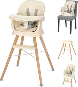 Deluxe 4-in-1 High Chair | Booster | Stool | Low Chair | Grey or Cream | 6m - 99 years