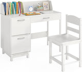 White children’s writing table and chair set for ages 3 to 8