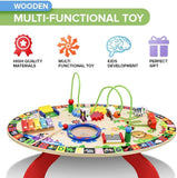 CONSTRUIT POUR SURVIVRE Table d'activité en bois 7 en 1 pour enfants Table de jouets d'activité multifonctionnelle pour enfants avec labyrinthe de perles, xylophone, éducatif pour enfants 