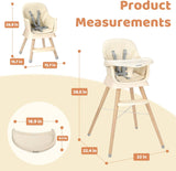Deluxe 4-in-1 HighChair | Booster | Stool | Low Chair | Grey or Cream | 6m - 99 years