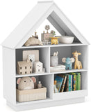 Child accessible Montessori style book and toy storage unit