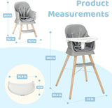 Vysoká stolička Deluxe 4 v 1 | Booster | Stolička | Nízka stolička | Sivá alebo krémová | 6m +