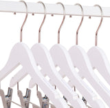 12 Παιδικές Λευκές Ξύλινες Κρεμάστρες για Βρεφικά και Παιδικά Ρούχα 360 Περιστρεφόμενος Γάντζος Ξύλινες Κρεμάστρες Παλτονιού Αντιολισθητικές Ρούχα