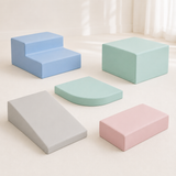 Toddler Soft Play Set | 5-Piece Foam Climbing Blocks & Slide | Pastel