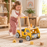 2-in-1 wooden push walker and tool workbench with adjustable speed