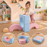 Six-piece toddler soft play climbing block set in grey