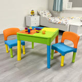 Kids Multifunctional 5-in-1 Activity Table and 2 Chairs | Multicoloured | Square | Ages 2+