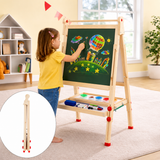 Kids Wooden Art Easel | Height Adjustable Montessori Folding Easel
