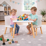  Scratch resistant white and pine Montessori children table set